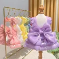 Luxury Girls Dog Weeding Dress Summer 7 Colors Bowtie Princess Dog Clothes D-Ring Cat Prom Dresses For Small Dogs Bichon Skirt. 