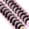 False Eyelashes Cat-Eye Fluffy Faux Mink Lashes 8D Wispy Lashes 10 Pairs Pack Dramatic Long Thick Volume Eyelashes.