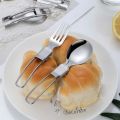 304 Stainless Steel Folding Cutlery Set Portable Spoon Fork for Camping Travel Hiking Picnic Outdoor.