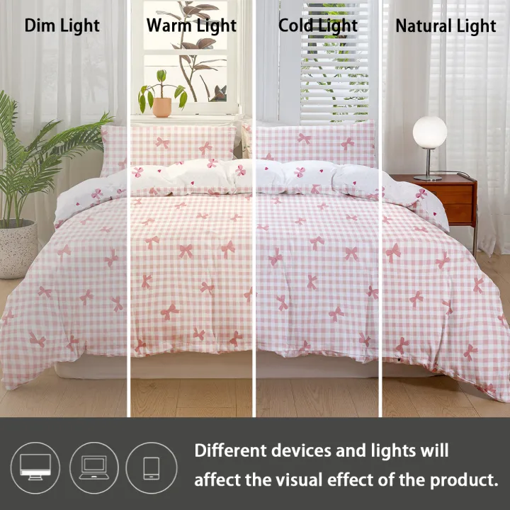 3pcs/set%20Plaid%20Bow%20Print%20Duvet%20Cover%20Set(1%20Duvet%20Cover%20&%202%20Pillowcase%EF%BC%89Soft%20And%20Skin-Friendly%20Duvet%20Cover%20Bedding%20Set%20-%20Image%206