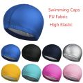 2025 New Waterproof PU Fabric Protect Ears Solid Color Waterproof Adults/kids Swimming Caps Swim Pool Hat PU Fabric Protect Ears. 
