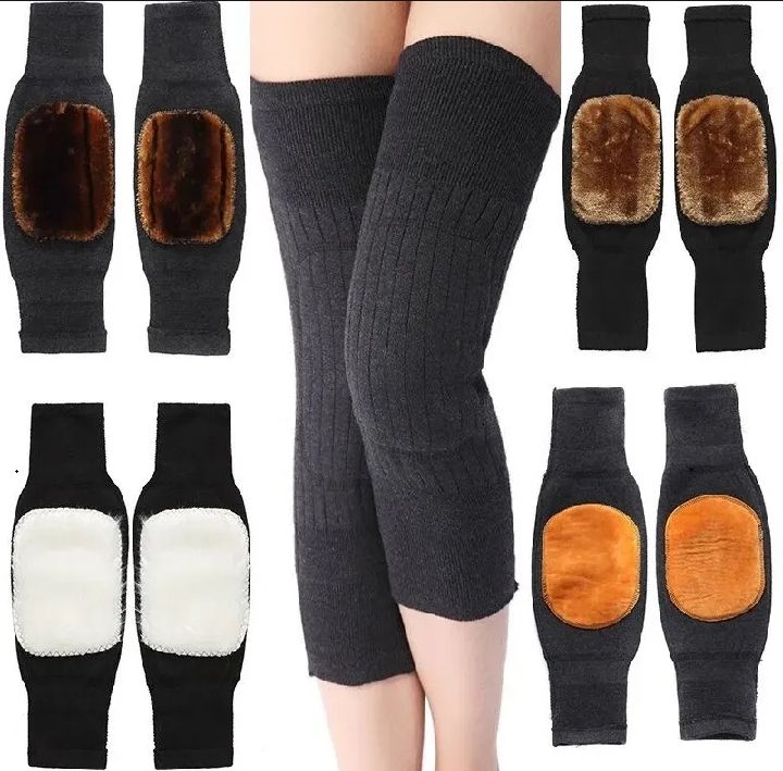 Ericotry Lot De 2 Manchettes Velours Chaudes – Genouillères Doubles Pour Danse, Running, Yoga – Protection Articulaire – Gris, Taille S à XL