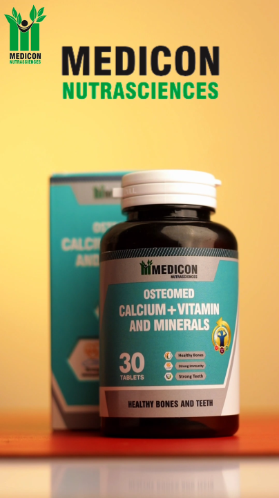 Pack Of 3 "Osteomed" Advanced Calcium Plus Vitamin D3 and K2 Essential Minerals – Comprehensive Bone Health Support for Stronger Bones and Improved Absorption 30Tablets