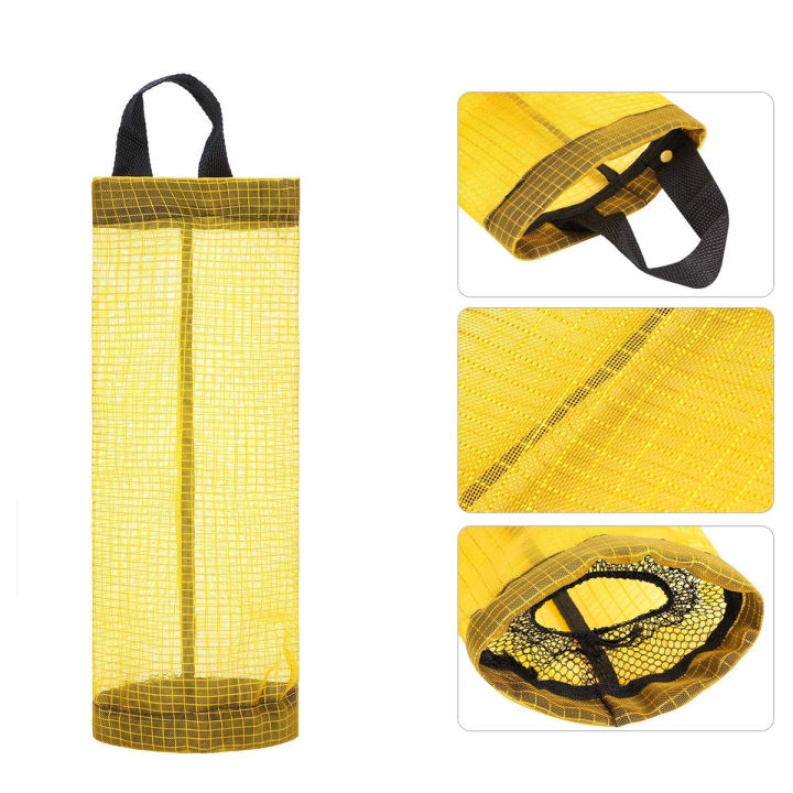 Plastic Bag Holder Dispenser, Hanging Mesh Storage Bag, Reusable for Grocery, Trash Bags, Socks