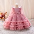 Girls Princess Dress 1-5 Y baby Girls Wedding Sleeveless Three-Dimensional butterfly Mesh Carnival Birthday Party Evening Dress.