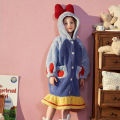 Kids Hooded Robe for Girls Winter 2026 New Princess Child Thick Keep Warm Long Nightgown Front Button Coral Fleece Soft Bathrobe. 
