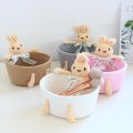 cartoon style weave sundries Storage Baskets household cosmetic hairpin Organize deposit container child toy classification case.