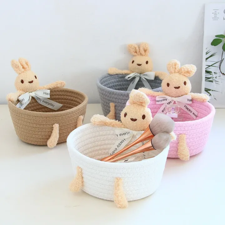 cartoon%20style%20weave%20sundries%20Storage%20Baskets%20household%20cosmetic%20hairpin%20Organize%20deposit%20container%20child%20toy%20classification%20case%20-%20Image%202