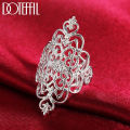 DOTEFFIL 925 Sterling Silver Pattern Hollow Ring For Women Fashion Wedding Engagement Party Charm Jewelry.