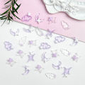 50PCS Transparent Resin Moon Cloud Nail Art Charms with White Purple Sparkling Four-pointed Star Nail Decoration DIY Nail Crafts.