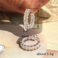 Huitan Princess Square Cubic Zirconia Hoop Earrings Luxury Trendy Ear Circle Earrings for Women Fashion Versatile Female Jewelry. 