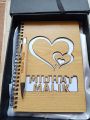 Customized Wooden Pen Diary Set With Box Best Gift Heart Shape Cutting Diary. 
