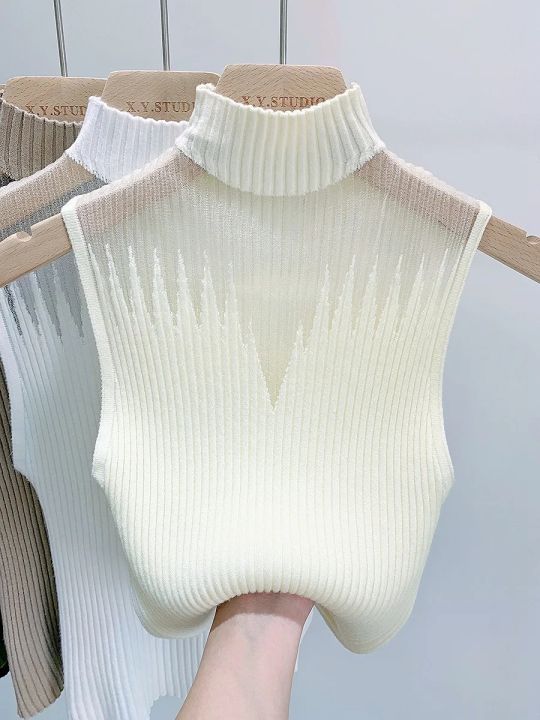 Mesh%20Knitted%20Top%20Women%20Y2K%20Tank%20Top%20Half%20Neck%20Vest%20Female%20Sleeveless%20Sweater%20Chic%20Cut%20Out%20Streetwear%20Solid%20Skinny%20White%20Tube%20Top%20-%20Image%202