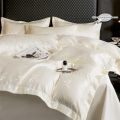 3pcs Cream color Duvet Cover Set (1*Duvet Cover + 2*Pillowcase, Without Core), bow jacquard Bedding Set.
