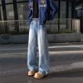 Simple Men's Y2K Baggy Denim Pants Vintage Washing Wide Leg Loose Jeans Casual Straight American Style Male Trousers New 2025. 