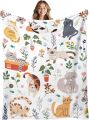 1PC Handdraw Cute Cats pattern Throw Thin Blanket for Couch Bed Car Home Camping For Cute animals Lovers all season use.