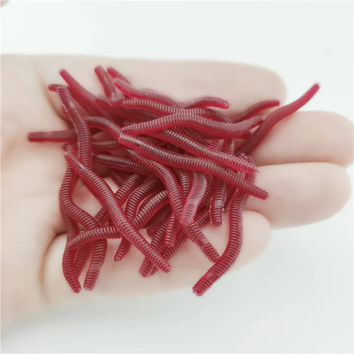 100PCS%20Soft%20Lure%20Bass%20Bream%20Bloodworm%20Fishing%20Earthworm%20Worm%20Rubber%20Red%20Worms%20Baits%20Fishy%20Smell%20Realistic%20Tackle%20-%20Image%202