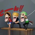 15cm One Piece Luffy Figures Three Captains Sanji Monkey D Luffy Roronoa Zoro Action Figure The Hungry Trio PVC Anime Model Toys. 