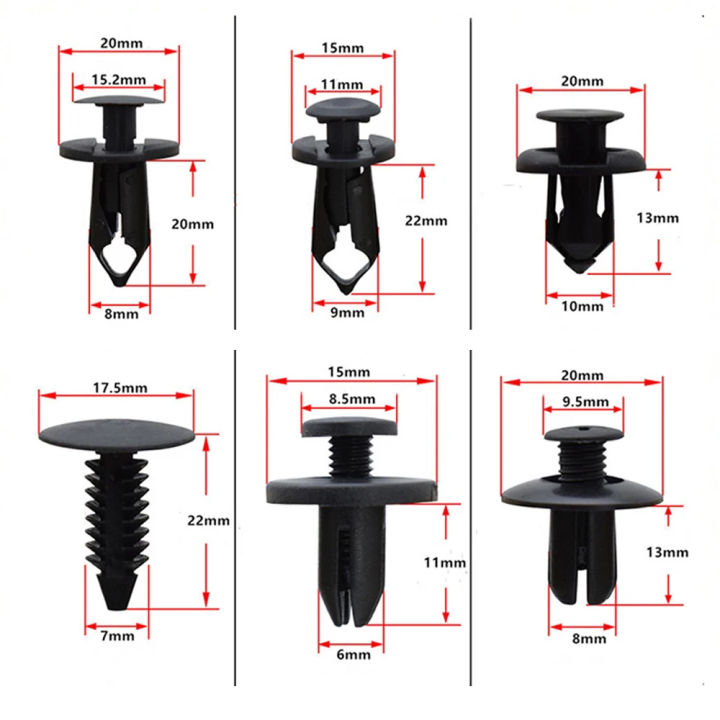 190pcs%20Car%20Retainer%20Clips%206%20Sizes%20Fasteners%20Automotive%20Plastic%20Clips%20Kit%20Auto%20Trim%20Panel%20Clip%20Mixed%20Car%20Body%20Bumper%20Rivet%20-%20Image%203