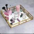 Mirror Vanity Tray, Gold Perfume Tray Makeup, Jewelry and Bathroom and serving tray. 