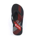 Lotto Men Slipper, Flipflop | Black with Red & White Stripes.