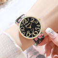 1/2/3/4PCS Fashion Flowers Printed Women Watch Luxury Elastic Strap Arabic Quartz Watches Reloj Mujer Girls Clock（Without Box）. 