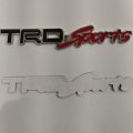 TRD Sports Metal Logo, TRD Sports Emblem, TRD Sports Monogram. 