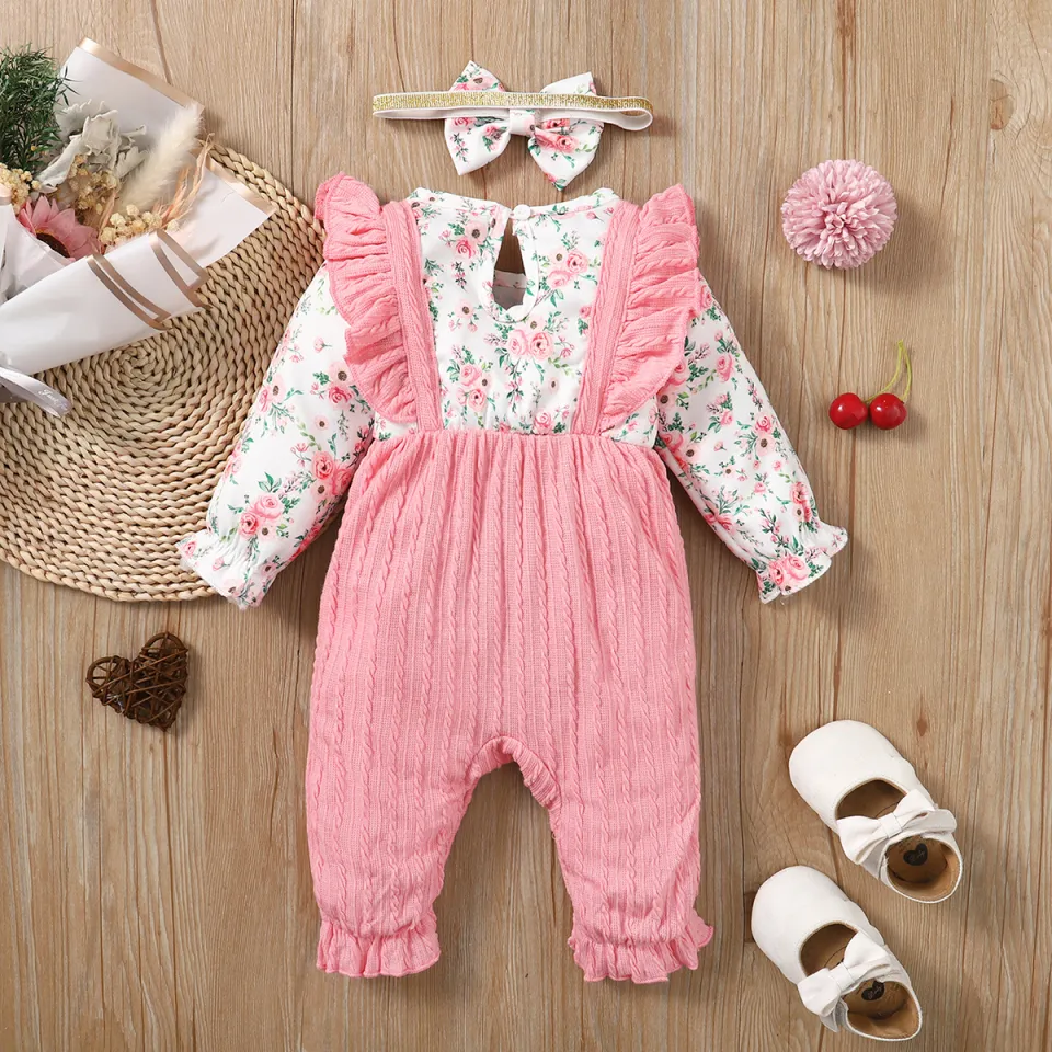 Baby Clothes Pink Romper Baby Girl Personalised Frill Knit Cherry
