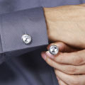 PINANNIE Men's Crystal Cufflinks for Wedding, Elegant Business Formal Dress Shirt Accessories, for Groom, Him, Father's Day.