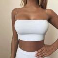 Women Crop Top Sexy Bra Seamless Tank Tops 2023 Summer Female White Strap Top Backless Camisole Solid Croppe. 