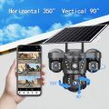 V380 Pro 3 three Lens Waterproof 4G Sim Solar system Battery Backup 9MP Full HD IP Camera. 360 Degree Wide Angle Auto Tracking Color Night Vision Two Way Audio PTZ IP Camera. 