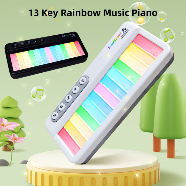 Color Music Keyboard 13 Key Colorful Music Keyboard Piano Musical Instrument Colorful Light ...