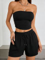 Women's Fashionable Casual Racerback + Shorts Set, Y2K Hot Girl Style and Casual Comfortable Women's Outfit.