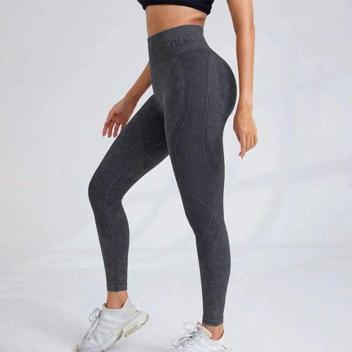 Women%20Seamless%20Gym%20High%20Waist%20Yoga%20Pants%20Hip%20Lifting%20Outdoor%20Sports%20Tight%20Waist%20Letter%20Sand%20Washed%20Pants%20Exercise%20Yoga%20Leggings%20-%20Image%204