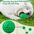 Tough Natural Dog Chew Toy Indestructible Squeaky Ball for Aggressive Chewers Beef Flavor Hexagonal Design Dental Health.