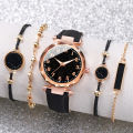 5PCS/Set Women‘s Watches Ladies Fashion Leather Band Analog Quartz WristWatch Bracelets Set. 