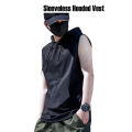 2024 Summer New Men's Fashion Sportswear Gym Fitness Jogging Hooded Sleeveless T-shirt Loose Large Comfortable Top. 