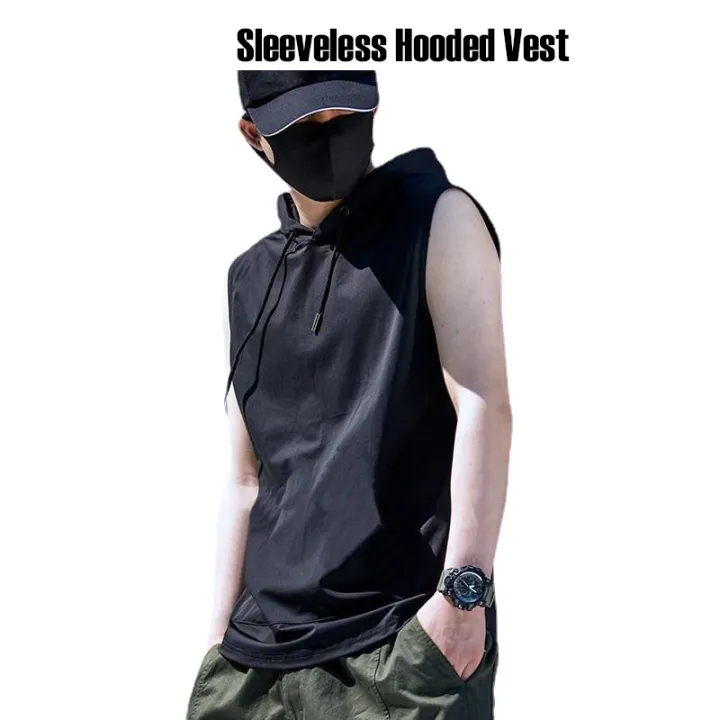 2024%20Summer%20New%20Men's%20Fashion%20Sportswear%20Gym%20Fitness%20Jogging%20Hooded%20Sleeveless%20T-shirt%20Loose%20Large%20Comfortable%20Top%20-%20Image%203