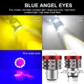 Universal H4 LED Motorcycle Headlight BA20D H6 Angel Eye Motor Led Bulb Motorbike Head Lamp White Yellow High Low Beam 12-80V. 