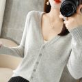 2025 new V-Neck Temperament Small Fragrance Women's Knitted Sweater Coat Special Cardigan ZHI D035. 