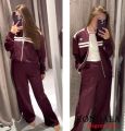 Women Fall Vintage Jacket Set O-Neck Zipper Jacket Elastic Waist Pant 2025 Spring Autumn Fashion High Street Casual Female Set.