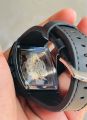 UNRAION Watch for Mens Original Hollow Out Design Square Waterproof Gold Non Mechanical Wristwatch. 