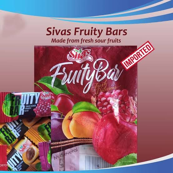 Sivas Fruity Bar pack of 50 fresh stock khatti meethi bars