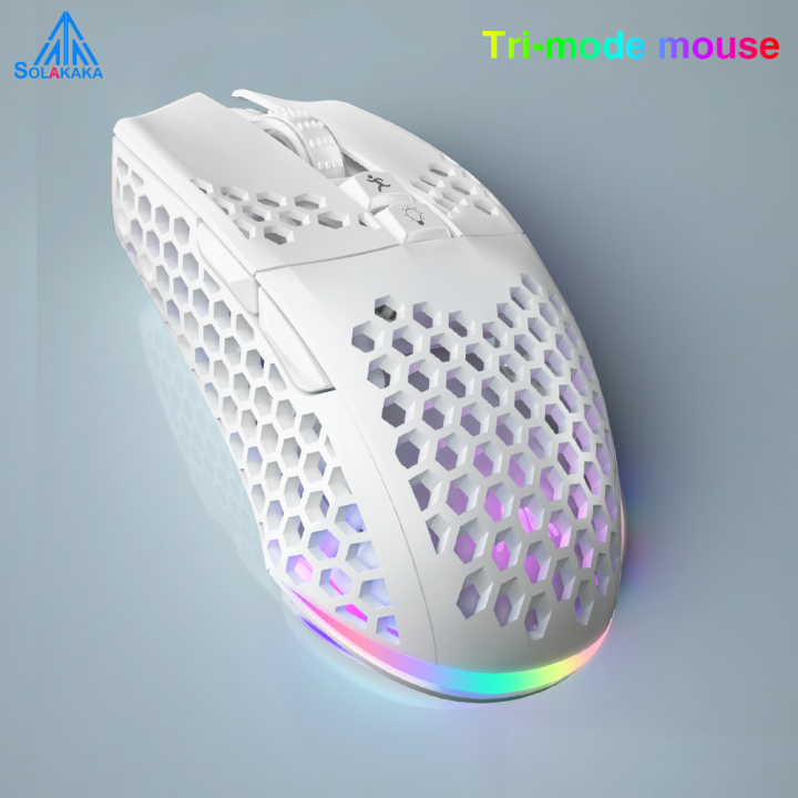 SOLAKAKA Wireless/Wired Gaming E-sports Mouse Ultralight Honeycomb Shell RGB Backlit Adjustable 12800DPI Ergonomic Gamer Mice
