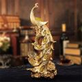 Home And Office Decoration, Antique Peacock Statue Decor, Golden Peacock, Porcelain Material, Exquisite Showpiece. 
