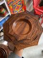 Hand-carved Wooden plate set of 3. 
