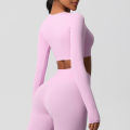 Yoga Shirts For Women Long Sleeve With Padded Fitness Running Gym Clothes Workout Dry Fit Breathable High Elastic Sports Top. 