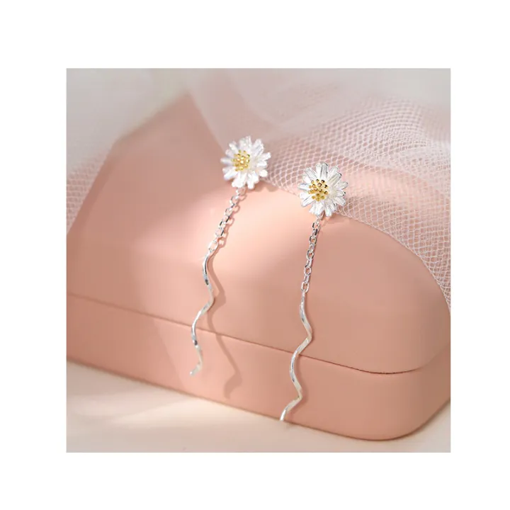 Silver%20Color%20Trend%20Daisy%20Flower%20Long%20Wire%20Tassel%20Thread%20Hanging%20Earrings%20For%20Women%20Crystal%20Zircon%20Piercing%20Earring%20Girl%20Jewelry%20-%20Image%203