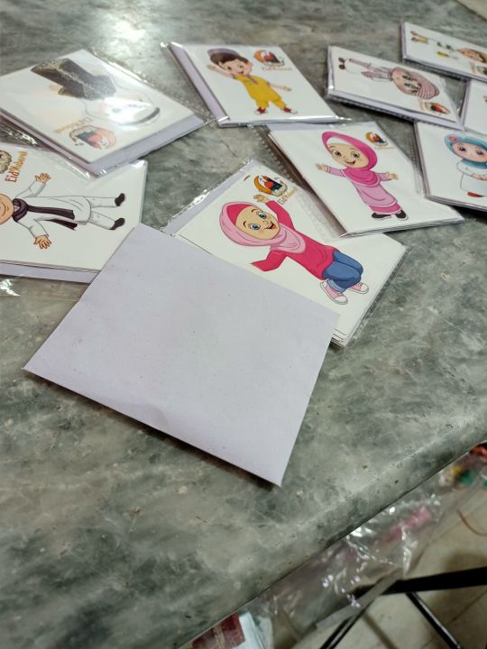 Pack of 6 Eidi tuck card boys and girls design eidi card with envelope 6 eidi card