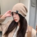 Hat Women's Autumn and Winter Fashion Street Windproof Wool Hat Warm Foreign Knitted Hat Show Face Small Pile Hat. 